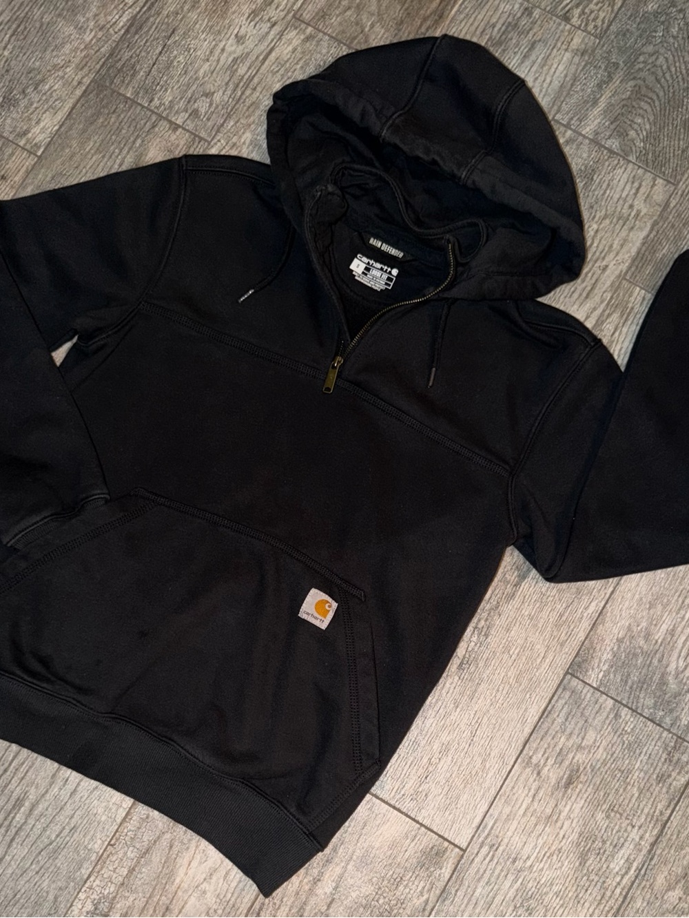 Carhartt Rain Defender Black Quarter Zip Hoodie Men’s Small